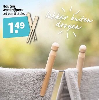 Promoties Houten wasknijpers - Huismerk - Wibra - Geldig van 26/02/2024 tot 10/03/2024 bij Wibra