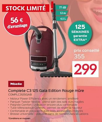 Promoties Miele complete c3 125 gala edition rouge mûre complc3125gab - Miele - Geldig van 26/02/2024 tot 31/03/2024 bij Selexion