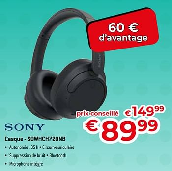 Promoties Sony casque - sowhch720nb - Sony - Geldig van 26/02/2024 tot 31/03/2024 bij Exellent