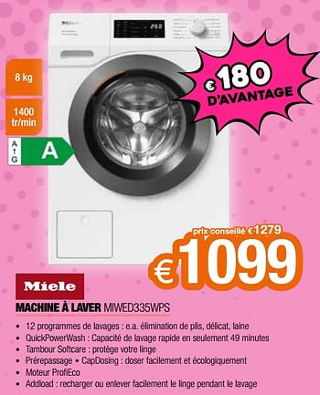 Promotions Miele machine à laver miwed335wps - Miele - Valide de 26/02/2024 à 31/03/2024 chez Expert