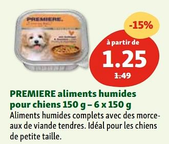 Promotions Premiere aliments humides pour chiens - Premiere - Valide de 06/03/2024 à 11/03/2024 chez Maxi Zoo