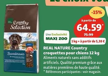 Promotions Real nature country croquettes pour chiens - Real Nature - Valide de 06/03/2024 à 11/03/2024 chez Maxi Zoo