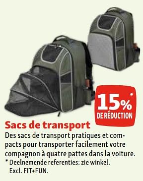 Promotions 15% de réduction sacs de transport - Produit maison - Maxi Zoo - Valide de 06/03/2024 à 11/03/2024 chez Maxi Zoo