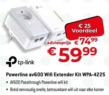 Promoties Tp-link powerline av600 wifi extender kit wpa-4225 - TP-LINK - Geldig van 25/02/2024 tot 31/03/2024 bij Auva