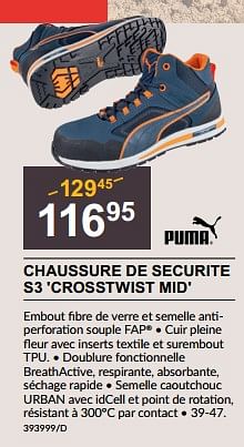 Promotions Chaussure de securite s3 crosstwist mid - Puma - Valide de 29/02/2024 à 18/03/2024 chez HandyHome