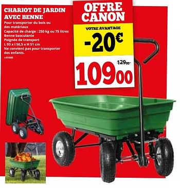 Promoties Chariot de jardin avec benne - Huismerk - Dema - Geldig van 04/03/2024 tot 31/03/2024 bij Dema