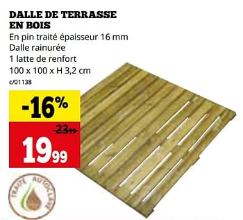 Promotions Dalle de terrasse en bois - Produit maison - Dema - Valide de 04/03/2024 à 31/03/2024 chez Dema
