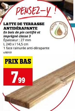 Promotions Latte de terrasse antidérapante - Produit maison - Dema - Valide de 04/03/2024 à 31/03/2024 chez Dema