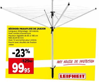 Promoties Séchoir parapluie de jardin - Leifheit - Geldig van 04/03/2024 tot 31/03/2024 bij Dema