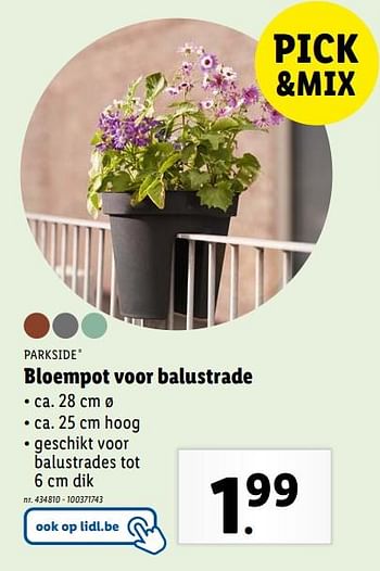 Promoties Bloempot voor balustrade - Parkside - Geldig van 06/03/2024 tot 12/03/2024 bij Lidl