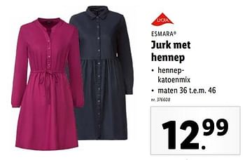 Promoties Jurk met hennep - Esmara - Geldig van 06/03/2024 tot 12/03/2024 bij Lidl