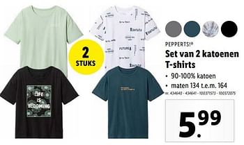 Promoties Set van 2 katoenen t-shirts - Pepperts - Geldig van 06/03/2024 tot 12/03/2024 bij Lidl