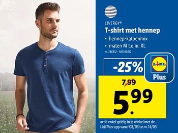 Promoties T-shirt met hennep - Livergy - Geldig van 06/03/2024 tot 12/03/2024 bij Lidl