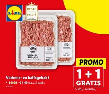 Promoties Varkens- en kalfsgehakt - Huismerk - Lidl - Geldig van 06/03/2024 tot 12/03/2024 bij Lidl