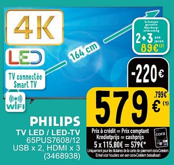 Promotions Philips tv led - led-tv 65pus7608-12 - Philips - Valide de 27/02/2024 à 11/03/2024 chez Cora