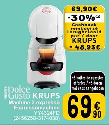 Promotions Krups machine à expresso espressomachine yy4324fd - Krups - Valide de 27/02/2024 à 11/03/2024 chez Cora