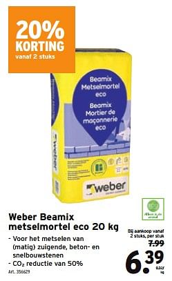 Promoties Weber beamix metselmortel eco - Weber - Geldig van 28/02/2024 tot 05/03/2024 bij Gamma