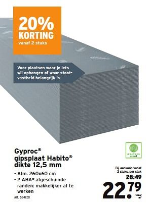 Promotions Gyproc gipsplaat habito - Gyproc - Valide de 28/02/2024 à 05/03/2024 chez Gamma
