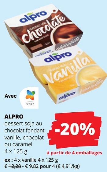 Promoties Alpro dessert soja au chocolat fondant, vanille - Alpro - Geldig van 29/02/2024 tot 13/03/2024 bij Spar (Colruytgroup)