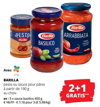 Promotions Barilla pesto ou sauce pour pâtes sauce basilico - Barilla - Valide de 29/02/2024 à 13/03/2024 chez Spar (Colruytgroup)