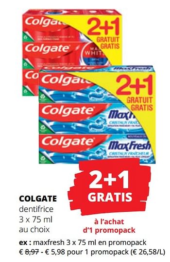Promoties Colgate dentifrice maxfresh - Colgate - Geldig van 29/02/2024 tot 13/03/2024 bij Spar (Colruytgroup)