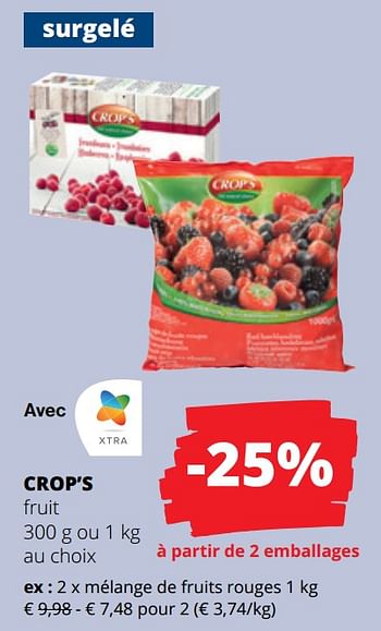 Promotions Crop’s mélange de fruits rouges - Crop's - Valide de 29/02/2024 à 13/03/2024 chez Spar (Colruytgroup)