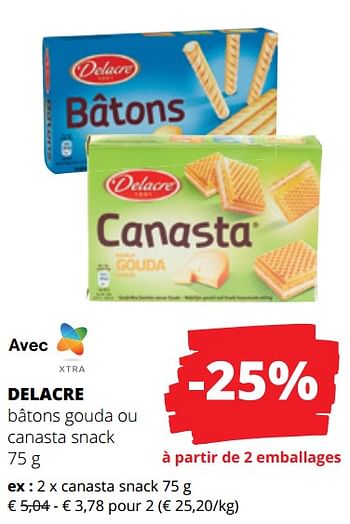Promotions Delacre canasta snack - Delacre - Valide de 29/02/2024 à 13/03/2024 chez Spar (Colruytgroup)