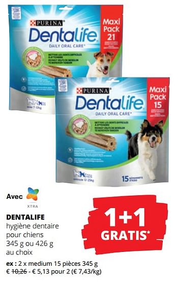 Promotions Dentalife hygiène dentaire pour chiens medium - Purina - Valide de 29/02/2024 à 13/03/2024 chez Spar (Colruytgroup)