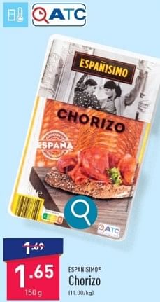 Promotions Chorizo - Españisimo - Valide de 04/03/2024 à 10/03/2024 chez Aldi