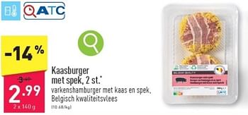 Promoties Kaasburger met spek - Huismerk - Aldi - Geldig van 04/03/2024 tot 10/03/2024 bij Aldi