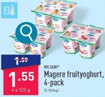 Promoties Magere fruityoghurt - Milsani - Geldig van 04/03/2024 tot 10/03/2024 bij Aldi