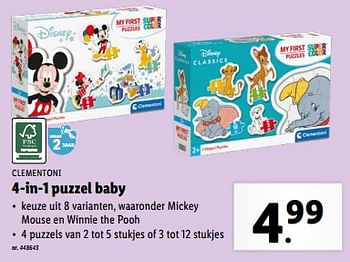 Promoties 4-in-1 puzzel baby - Clementoni - Geldig van 06/03/2024 tot 12/03/2024 bij Lidl
