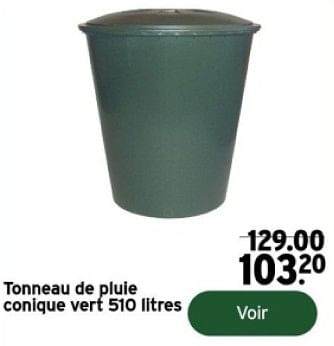 Promoties Tonneau de pluie conique vert - Huismerk - Gamma - Geldig van 14/02/2024 tot 31/12/2024 bij Gamma
