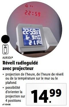 Promotions Auriol réveil radioguidé avec projecteur - Auriol - Valide de 06/03/2024 à 12/03/2024 chez Lidl