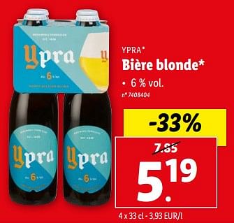 Promotions Bière blonde - Ypra - Valide de 06/03/2024 à 12/03/2024 chez Lidl