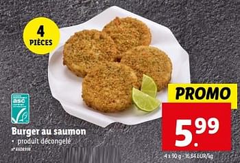 Promotions Burger au saumon - Produit maison - Lidl - Valide de 06/03/2024 à 12/03/2024 chez Lidl