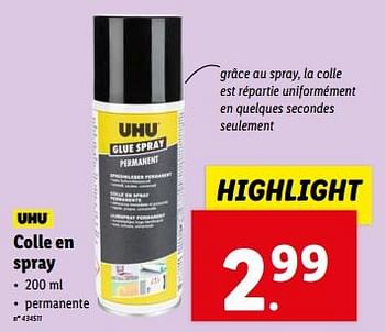Promotions Colle en spray - UHU - Valide de 06/03/2024 à 12/03/2024 chez Lidl