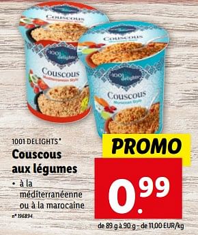 Promotions Couscous aux légumes - 1001 Delights - Valide de 06/03/2024 à 12/03/2024 chez Lidl