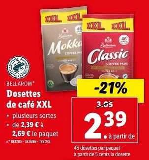 Promotions Dosettes de café xxl - Bellarom - Valide de 06/03/2024 à 12/03/2024 chez Lidl