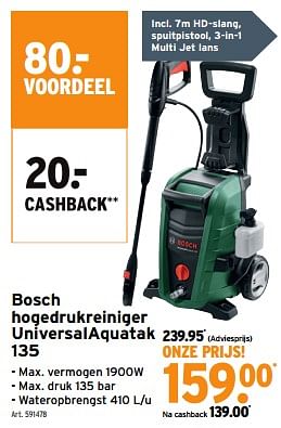 Promoties Bosch hogedrukreiniger universalaquatak 135 - Bosch - Geldig van 28/02/2024 tot 05/03/2024 bij Gamma