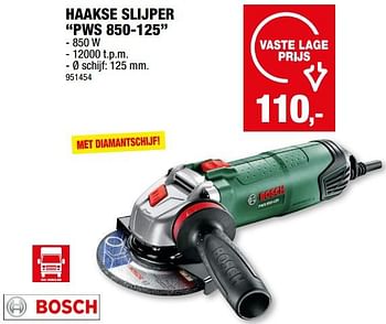 Promotions Bosch haakse slijper pws 850-125 - Bosch - Valide de 28/02/2024 à 10/03/2024 chez Hubo