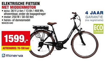 Promoties Elektrische fietsen met middenmotor - Minerva - Geldig van 28/02/2024 tot 10/03/2024 bij Hubo