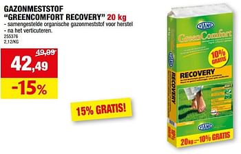 Promoties Gazonmeststof greencomfort recovery - Viano - Geldig van 28/02/2024 tot 10/03/2024 bij Hubo