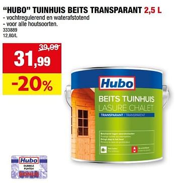 Promotions Hubo tuinhuis beits transparant - Produit maison - Hubo  - Valide de 28/02/2024 à 10/03/2024 chez Hubo