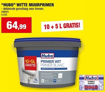 Promoties Hubo witte muurprimer - Huismerk - Hubo  - Geldig van 28/02/2024 tot 10/03/2024 bij Hubo