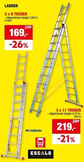 Promoties Ladder 3 x 9 TREDEN - Escalo - Geldig van 28/02/2024 tot 10/03/2024 bij Hubo