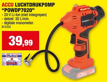 Promotions Powerplus accu luchtdrukpomp powdp7020 - Powerplus - Valide de 28/02/2024 à 10/03/2024 chez Hubo