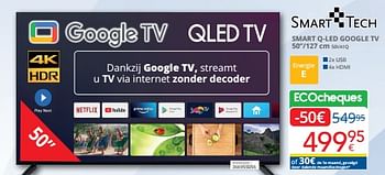 Promoties Smart tech smart q-led google tv 50va1q - Smart Tech - Geldig van 01/03/2024 tot 31/03/2024 bij Eldi