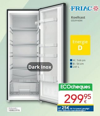 Promoties Friac koelkast co2916dix - Friac - Geldig van 01/03/2024 tot 31/03/2024 bij Eldi