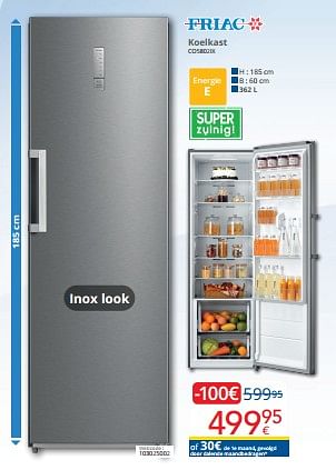 Promoties Friac koelkast co5802ix - Friac - Geldig van 01/03/2024 tot 31/03/2024 bij Eldi